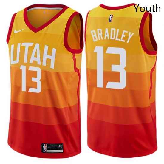 Youth Nike Utah Jazz 13 Tony Bradley Swingman Orange NBA Jersey City Edition